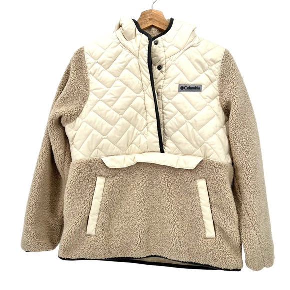 Columbia Sweet View Hooded Sherpa Fleece Quilted Pullover chalk/ancient fossil M - Picture 4 of 16